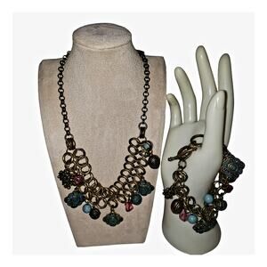 Premier Designs Jewelry Set Boho Whimsigoth Y2K Charm Necklace Toggle Bracelet